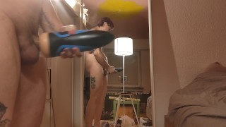 Mirrors view of me fucking my fleshlight!