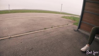 Risky Public Blowjob on a Bus Station near the Road – Almost Caught! – Black Lynn