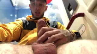 BRITISH SCALLY LAD WANKING ON PUBLIC TRAIN