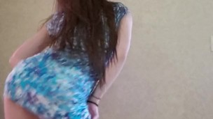 Dance & strip from tight blue dress to Ariana Grande- God is a Woman