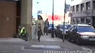 Daring British milf flashing in public