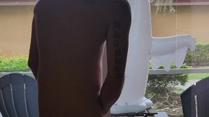 Getting my self hard in front of window where my sexy neighbors can see me