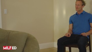 Milfed – Carmen Valentina Comes In The Living Room And Finds Her Husband’s Friend Waiting For Her