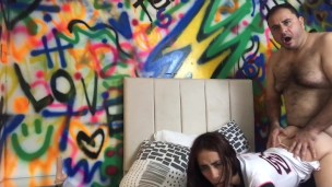 My delicious stepdad fucks me foursome for not doing homework