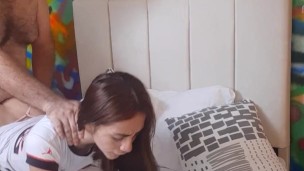 My stepbrother’s best friend enters my room and fucks me in four