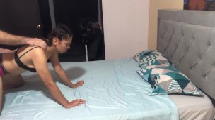 My stepdad fucks me doggy style while I’m on video call with my boyfriend.