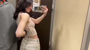 Petite Teen Luna Transparent Try-On – someone was spying on me in the fitting room??