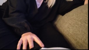 Teasing and gentle touching his cock with my hand and tongue. Cumshot