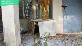 Yellow Plastic Doll / Miserable Humiliation Bodypaint / Naked Body Art #1