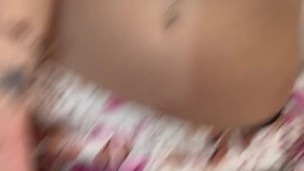 barely out of bed when I have to suck his cock and receive his morning cum on my small tits