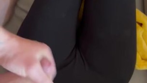 Cum on black leggings