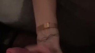 Cum on black pantyhose