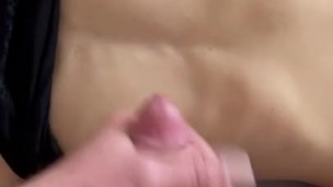 Cum on skinny flat tits