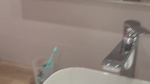 he comes to get sucked and jerk off between my small breasts while I’m in the toilet