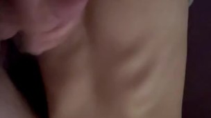 I wake her up to cum on her small tits