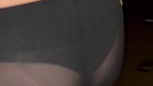 Nylon footjob and cum on pantyhose butt