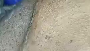 Quickie in parents bed with dildo