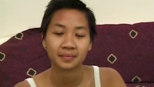 Smalltitted asian amateur rides oldman cock